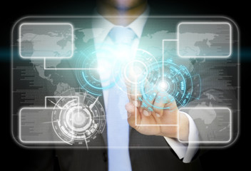 Businessman world tech concept