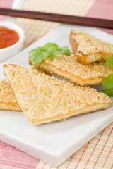 Prawn Toast - Chinese bread with minced shrimp and sesame
