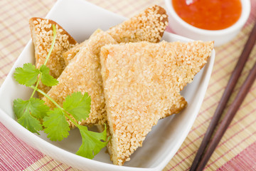 Prawn Toast - Chinese bread with minced shrimp and sesame