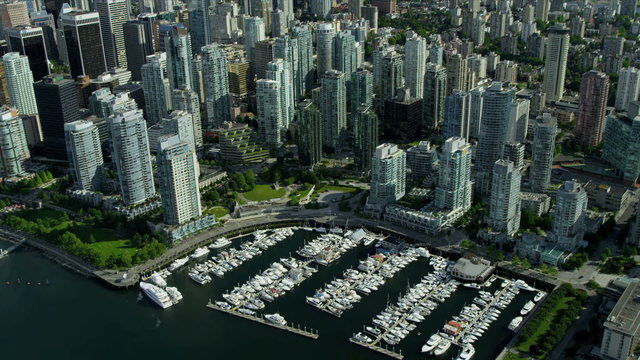 Aerial view Downtown Vancouver city skyscrapers, Canada
