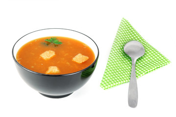 potage à l'oignon dans un bol