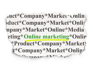 Marketing concept: Online Marketing on Paper background