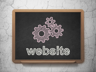 Web design concept: Gears and Website on chalkboard background