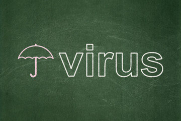 Obraz premium Security concept: Umbrella and Virus on chalkboard background