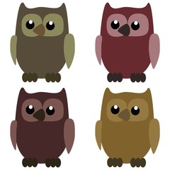 four nice owls on white