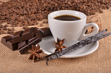 cup of coffee and spices