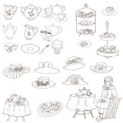 English Tea Party Set - for design, scrapbook, photo booth