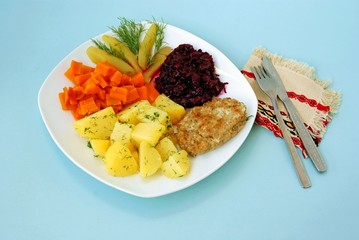 veal cutlet with vegetable for dinner or lunch