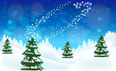 Merry Christmas Winter Landscape.