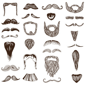 Set of hand drawn Moustache / Mustache - photo booth, costume