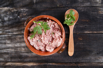 Raw Dough Filled With Meat