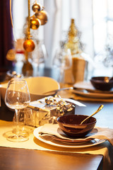 Decorated christmas table