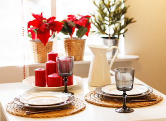 Decorated christmas table