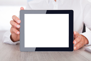 Man Holding Digital Tablet