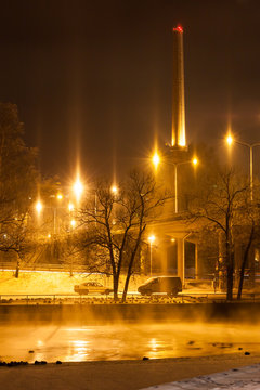 City lights at night winter