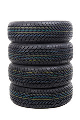 Stack of tires isolated on white