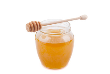 Honey in a glass jar.