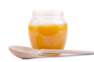 Honey pot and spoon.