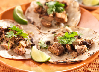 authentic mexican tacos in soft corn tortilla