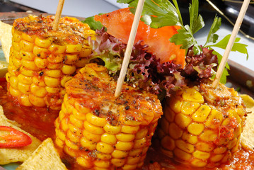 Baked corn with salsa