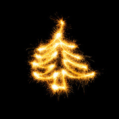 Christmas tree made by sparkler