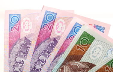 Finance money polish banknote on white