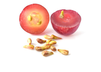 grape seeds on white background macro closeup