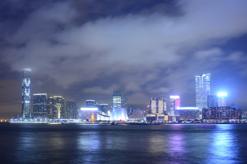 Obraz premium Victoria harbor in the night