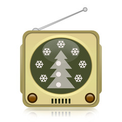 Christmas tv isolated on white background