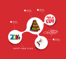 Christmas & New Year Time Line Background, Vector Illustration