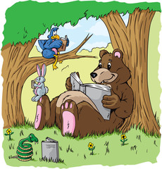 Fototapeta premium Animals reading