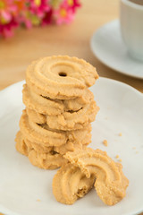 Stack of cookies and coffee cup