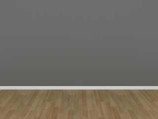 gray wall and wood floor,3d