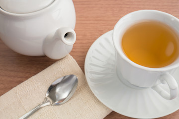 Fototapeta na wymiar A cup of tea and teapot