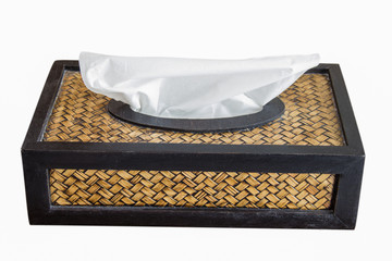 Tissue paper box made by basketry bamboo