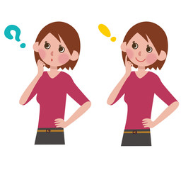 疑問と解決の仕草をする女性