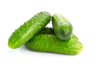 green cucumbers  isolated on white background