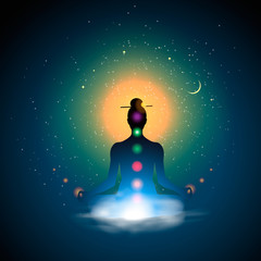 Meditating silhouette sitting in lotus position?