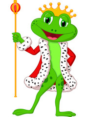 Fototapeta premium Cute king frog with royal stick