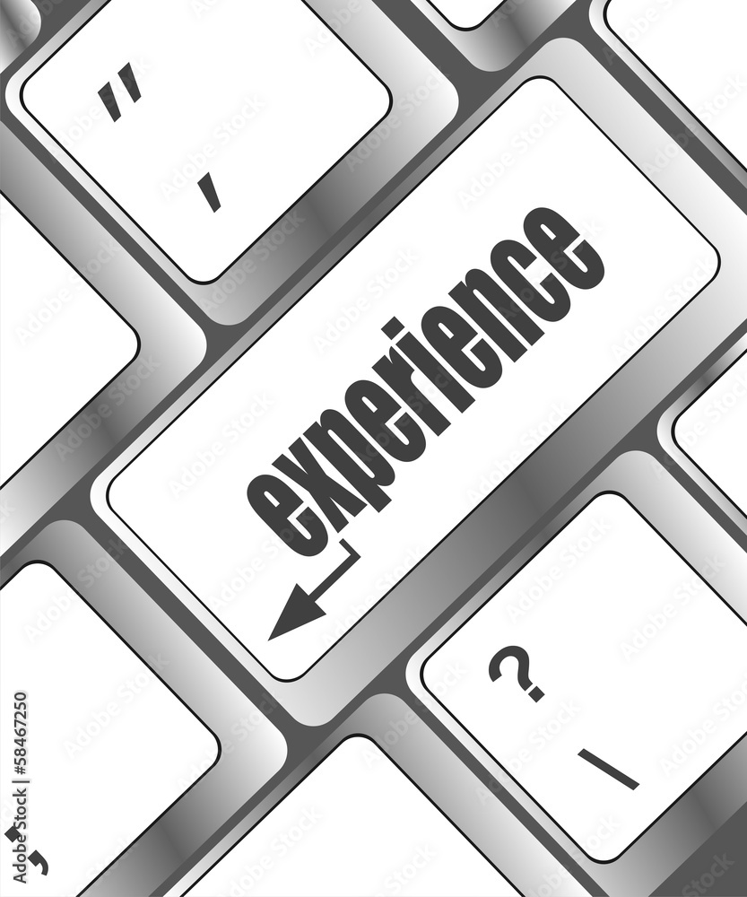 Poster experience word on computer keyboard key