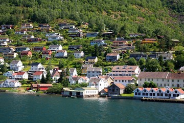 Fototapeta na wymiar Small village Aurland, Norway