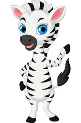 Fototapeta na wymiar Cute baby zebra cartoon waving
