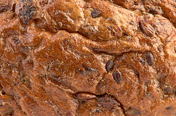 background texture of a porous brown bread