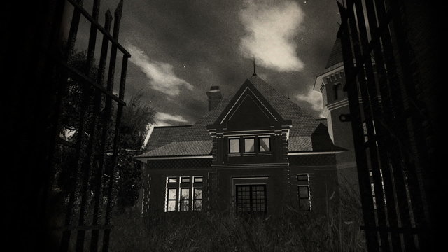 Scary House 3D animation vintage design