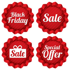 Colorful black friday, sale, special offer labels
