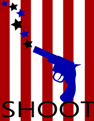 gun graphic design with stars and stripes