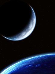 Space scene with two planets