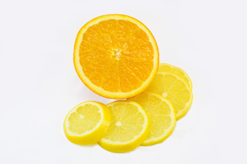 Fototapeta na wymiar fruit, orange, lemon, banana
