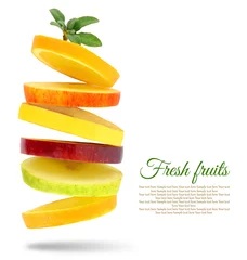 Cercles muraux Fruits Tranches de fruits frais