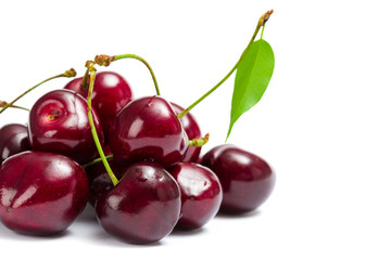 Close up of heap of cherry, isolated on a white